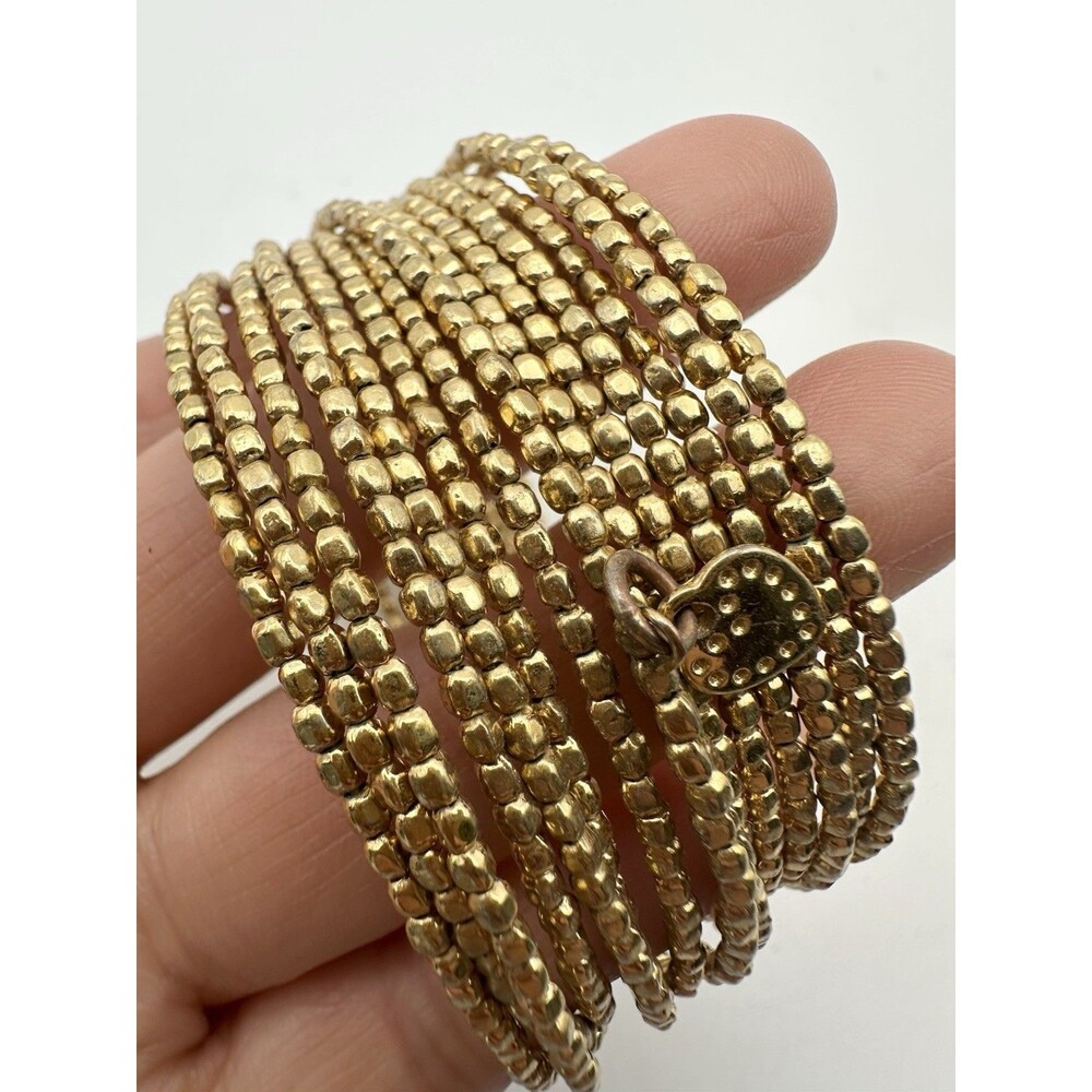 Stella & Dot Spiral Coil Bracelet Beads Gold Tone